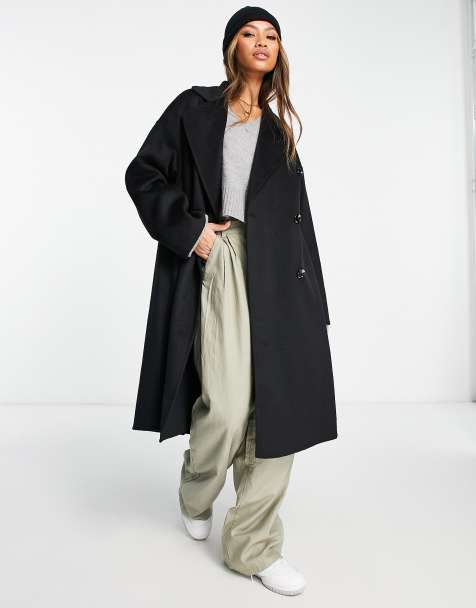 Mango – Eleganter Mantel mit langem Schnitt in Schwarz - view 1