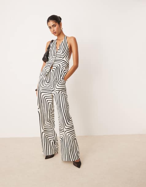 Mango – Elegantes Set in Weiß mit geometrischem Print aus Weste und weiter Hose - view 1