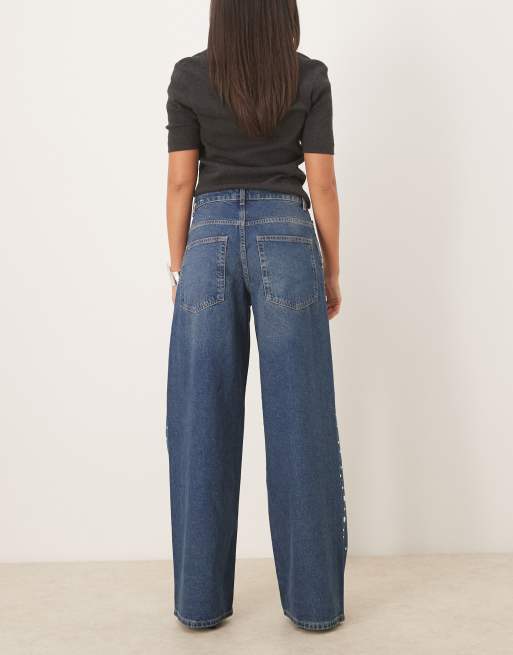 Mango - Elina - Blå jeans med lige ben og udsmykninger i 100% bomuld, 2 af 5