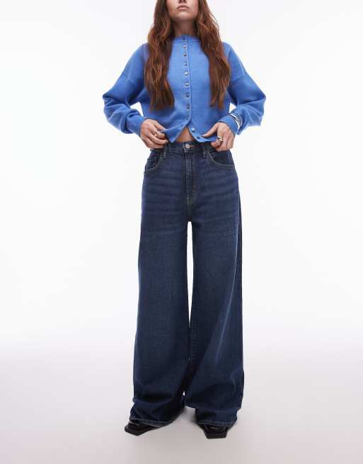 Mango - Elise - Jeans a fondo ampio taglio lungo blu medio