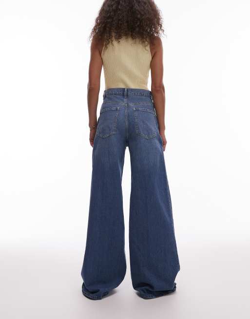Mango – Elise – Longline-Jeans in Mittelblau mit weitem Bein, 2 von 5