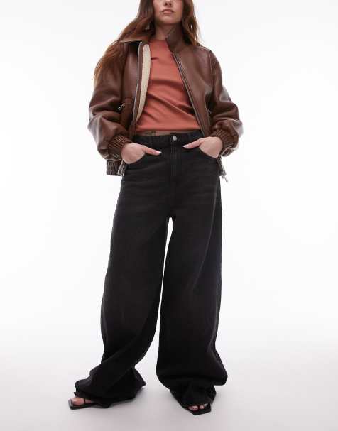 Mango Elise longline wide leg jeans in black - view 1