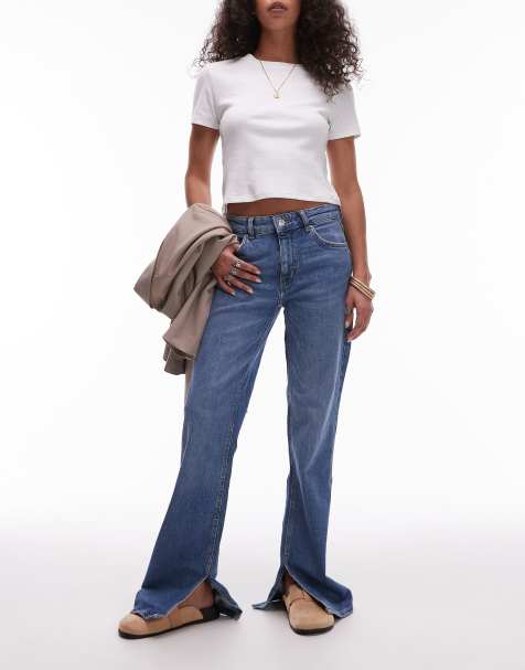 Mango - Elle - Flared jeans met split in de zoom in lichtblauw - view 1