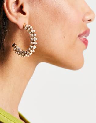 Mango embellished detail earrings in gold - ASOS Price Checker