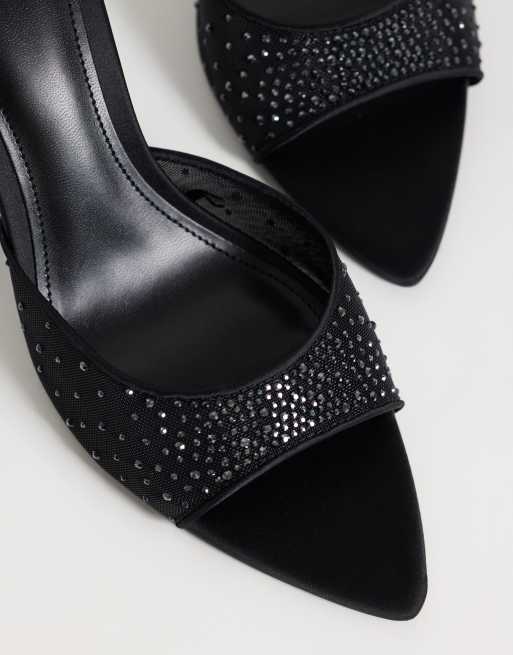 Mango embellished heeled mule in black , 4 of 4