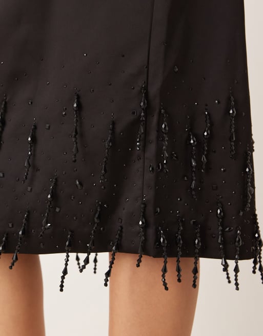 Mango embellished knee length skirt co-ord in black, 3 of 5