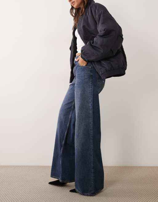 Mango embellished wide leg jean in blue, 3 of 5