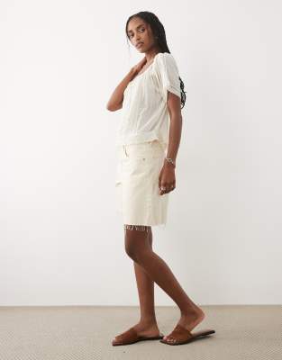 Mango Embroidered Blouse In White