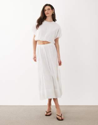 Mango embroidered maxi skirt in cream