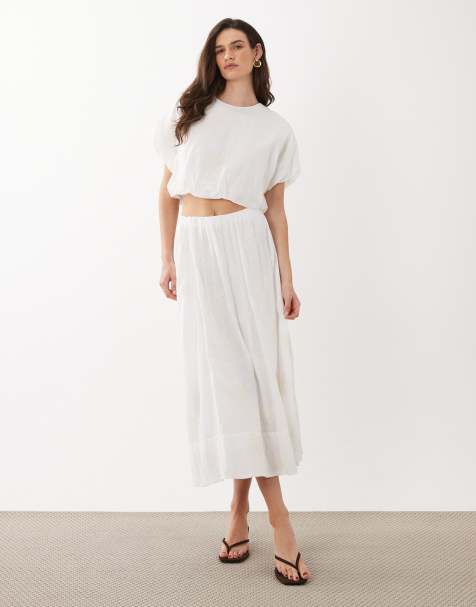 Mango embroidered maxi skirt in cream - view 1
