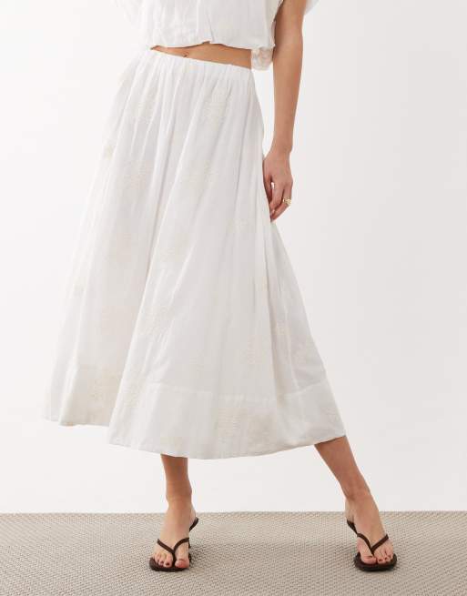 Mango embroidered maxi skirt in cream, 2 of 5