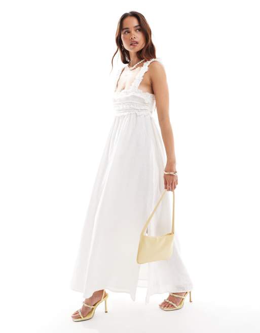 Mango long white dress best sale