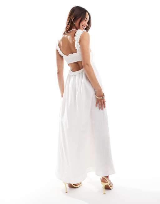 Mango white midi dress best sale