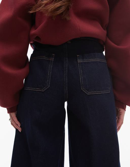 Mango – Emilia – Mörkblå, avslappnade jeans med vida ben, 4 av 5