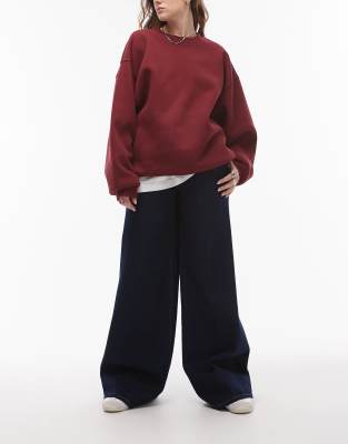 Mango - Emilia - Relaxed-Fit-Jeans in Dunkelblau mit weitem Bein