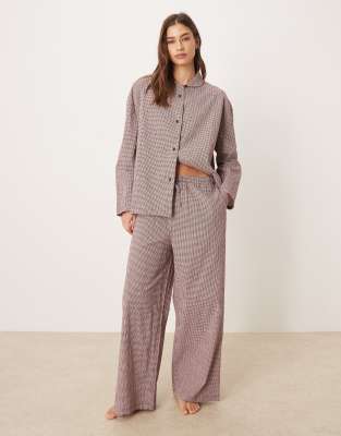 Mango - Ensemble de pyjama 2 pièces à carreaux vichy - Rouge cerise