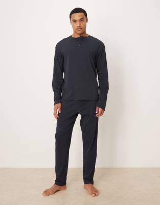 Mango - Ensemble de pyjama en coton - Bleu marine