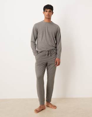 Mango - Ensemble de pyjama en coton mélangé - Gris