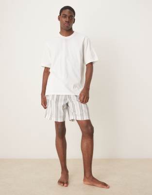 Mango - Ensemble de short rayé avec short - Blanc