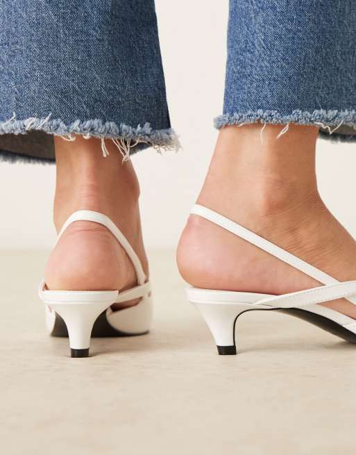 Mango Escarpins pointus à petit talon et brides Blanc ASOS
