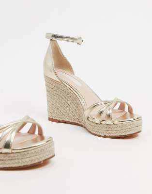 Mango espadrille wedges in gold | ASOS