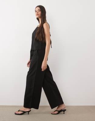 Espresso - Pantalon barrel d'ensemble noué à la taille - Noir 38