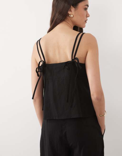 Mango Espresso square neck strappy cami top co-ord in black, 2 of 4
