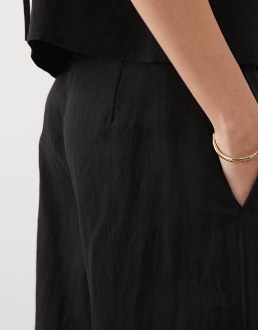 Mango Espresso tie waist barrel pants in black - part of a set, 4 of 5