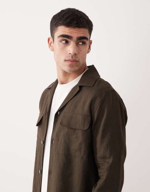 Mango – Essentials – Hemdjacke aus 100% Leinen in Schokobraun mit Knopfleiste, 4 von 5