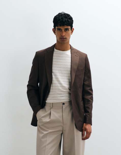 Mango - Ethereal - Blazer da abito slim fit in misto lino marrone in coordinato - view 1