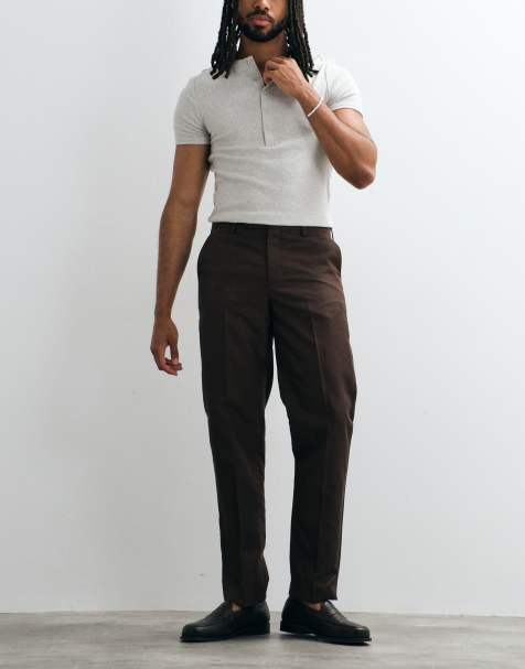 Mango - Ethereal - Brune habitbukser i hørblanding i slim fit - Del af sæt - view 1