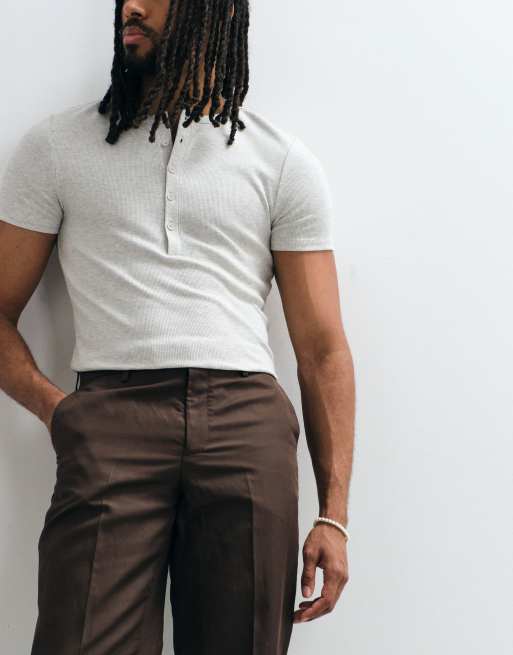 Mango – Ethereal – Slim-Fit-Anzughose aus Leinenmix in Braun, Kombiteil, 3 von 5