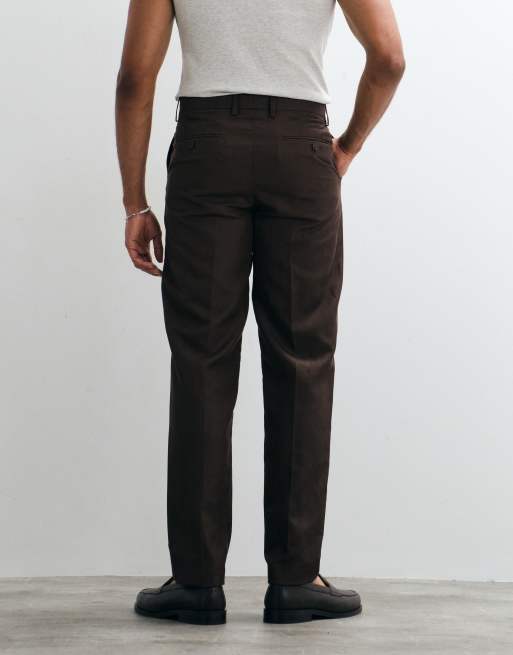 Mango Ethereal slim fit linen mix suit pants in brown - part of a set, 5 of 5