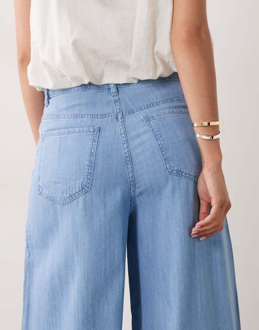 Mango - Eva - Denim jeans met halfhoge taille en rechte pijpen in lichtblauw, deel van co-ord set, 4 van 5