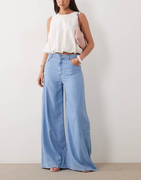 Mango – Eva – Jeans in Hellblau mit geradem Schnitt und mittelhohem Bund, Kombiteil - view 1