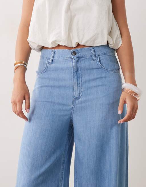 Mango Eva mid rise straight leg denim jean co-ord in light blue, 5 of 5