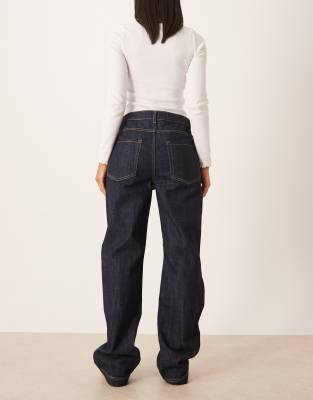 Mango Evan 100% Cotton Straight Jeans With Contrast Stitch In Black