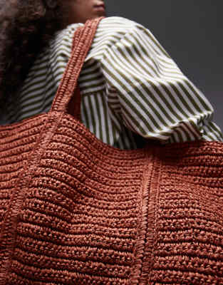 Mango Extra Large Raffia Bag With Zip Thorugh Lining