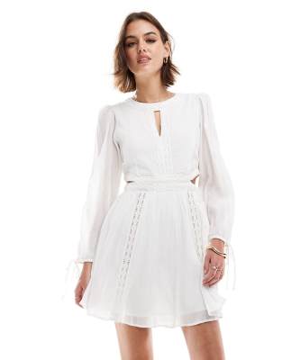 eyelet mini dress in white