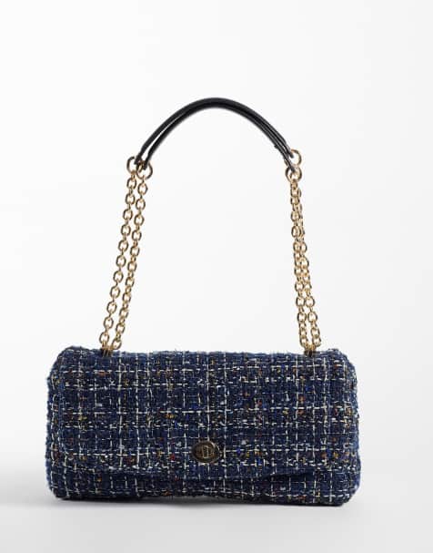 Mango fabric cross body bag in navy - view 1