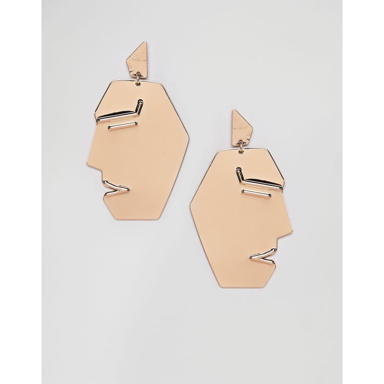 Mango face earrings in gold ASOS