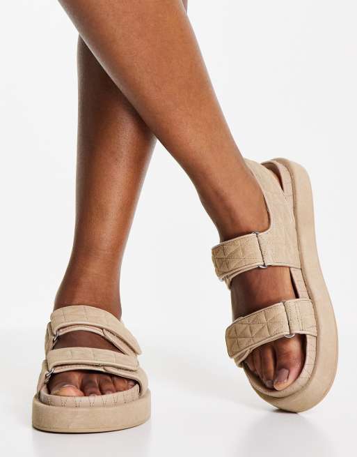 Mango – Farblich abgestimmte Grandad-Sandalen aus echtem Wildleder in Beige, 2 von 4