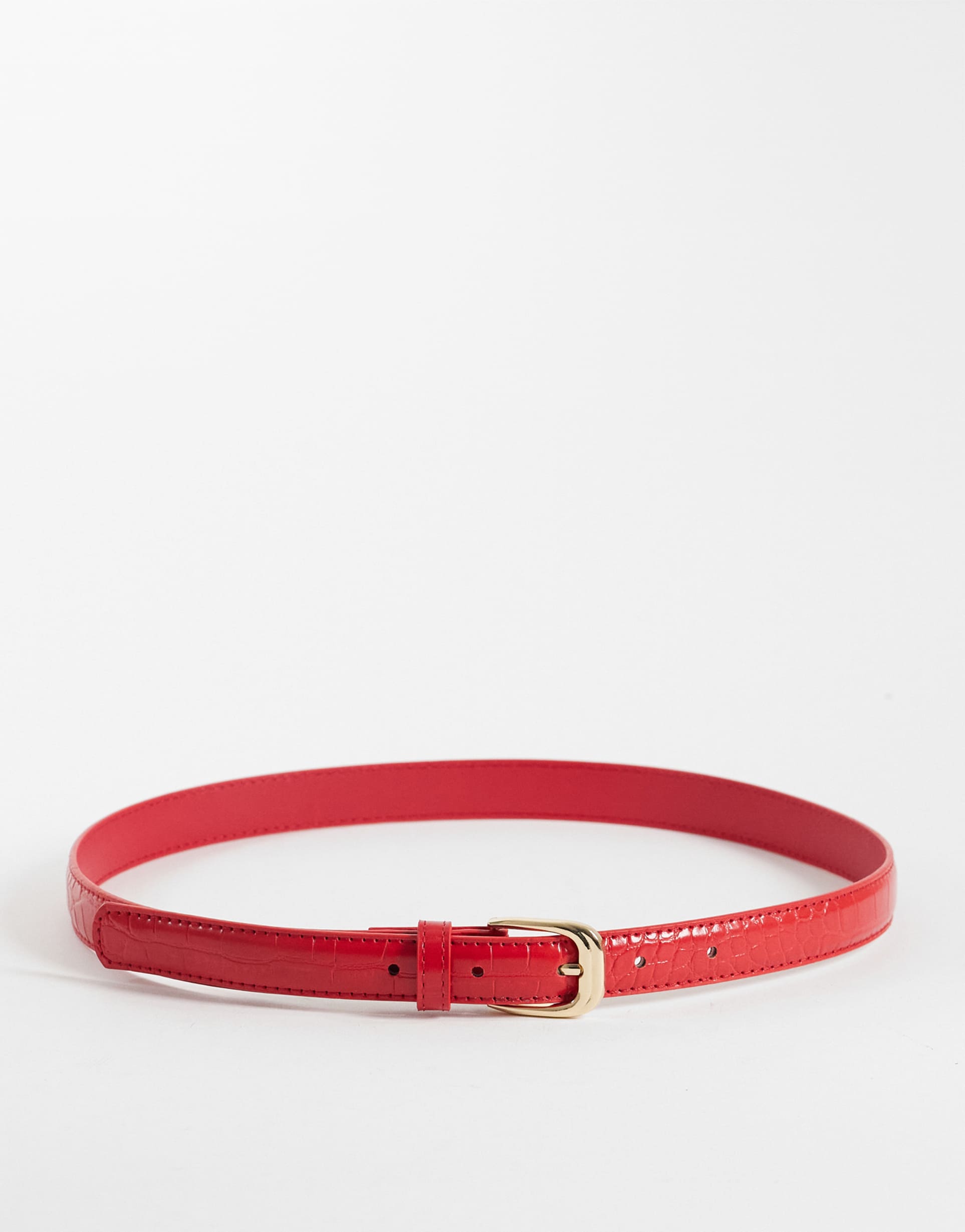 mango faux croc belt in red