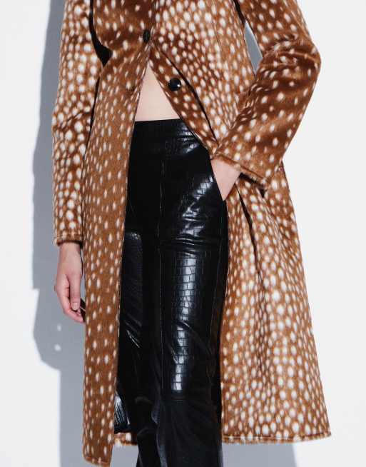 Mango faux croc straight trouser in black, 3 of 5