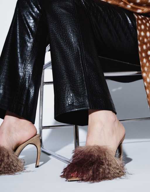 Mango faux croc straight trouser in black, 5 of 5