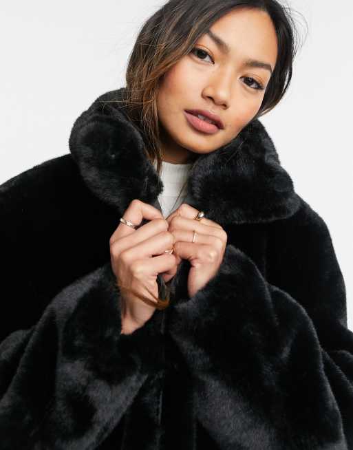 Mango black faux fur on sale coat