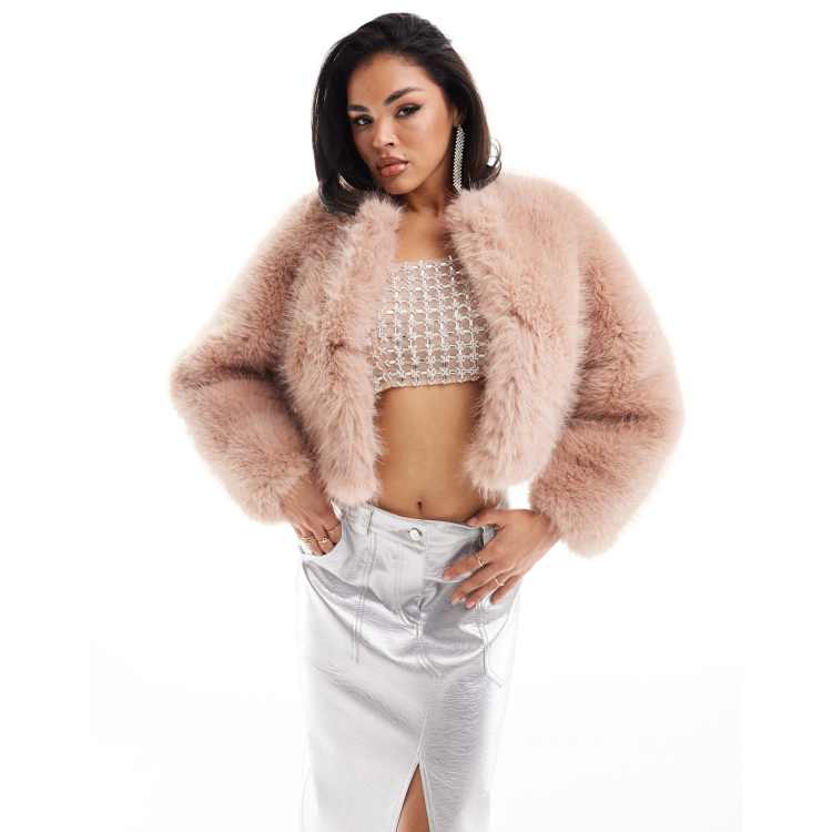 Pale pink hot sale fur shrug