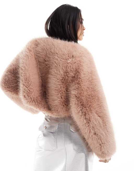 Mango pink fur on sale coat