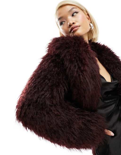 Mango blue shop faux fur coat