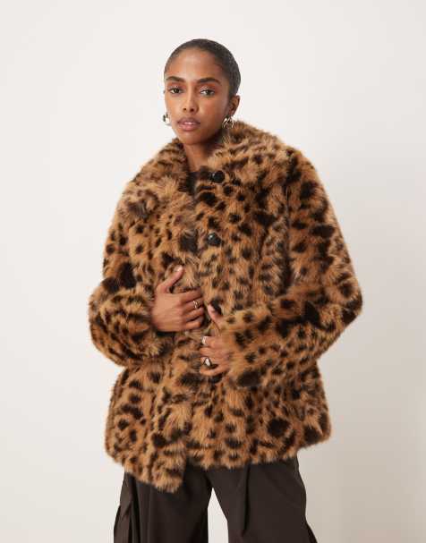 Mango faux fur jacket in leopard print - view 1